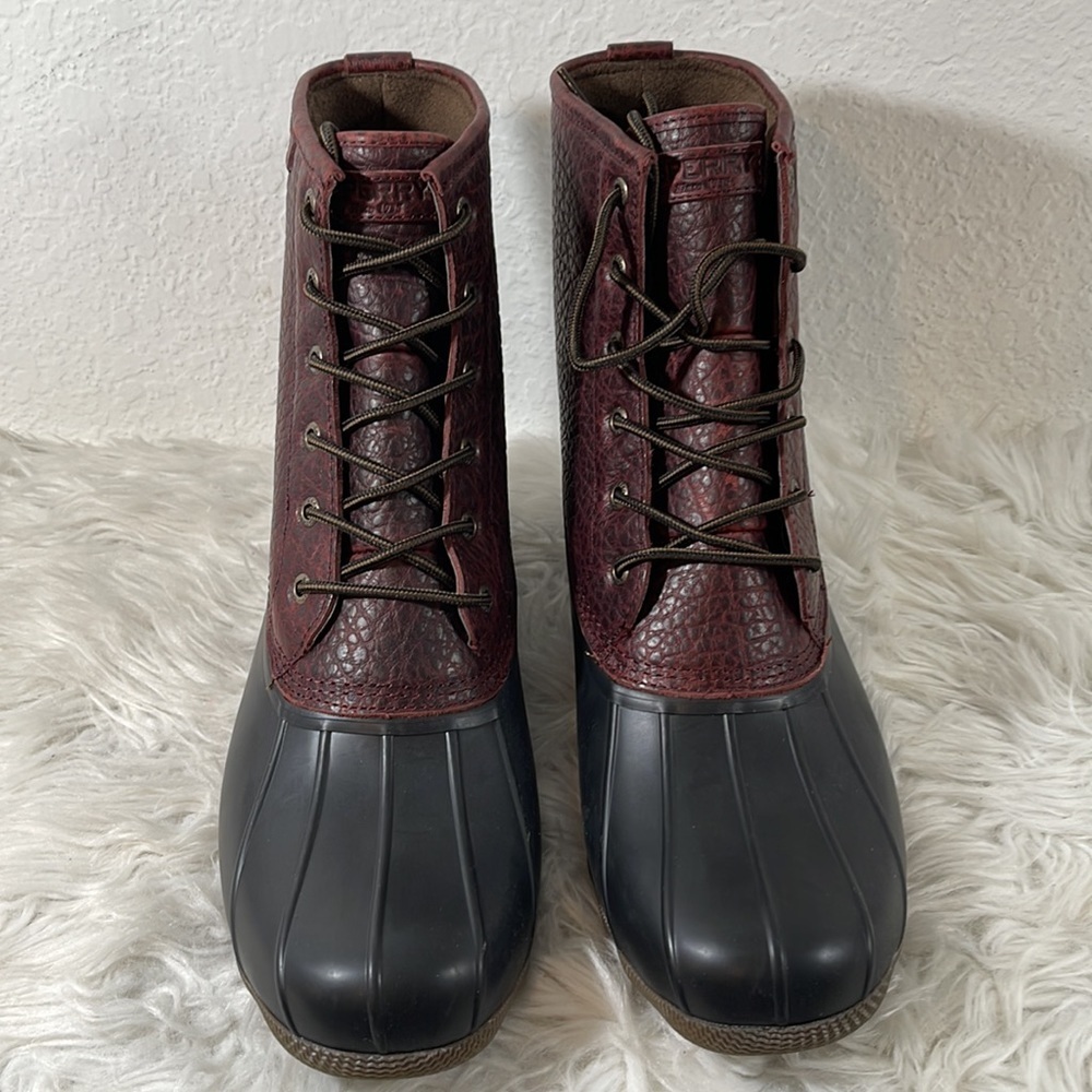 SPERRY MEN'S SALTWATER DUCK BOOT - BLACK/AMARETTO SIZE 13 NEW - Picture 4 of 15